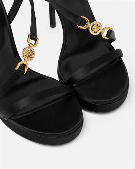 bottone testa medusa versace|Medusa '95 Satin Sandals 115 mm Black,Gold .